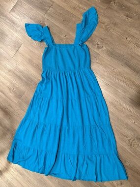 Blue Women's Maxi Dress with Flutter Straps